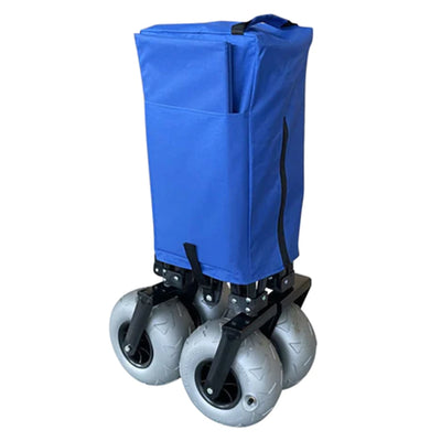 Collapsible Folding Outdoor Beach Utility Wagon w/ Cover, Blue (For Parts)