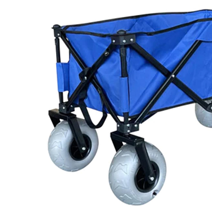 Juggernaut Carts Collapsible Folding Outdoor Beach Utility Wagon w/ Cover, Blue