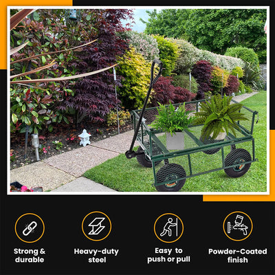Juggernaut Carts GW3418GR Steel Outdoor Utility Garden Wagon, Green Finish(Used) - VMInnovations