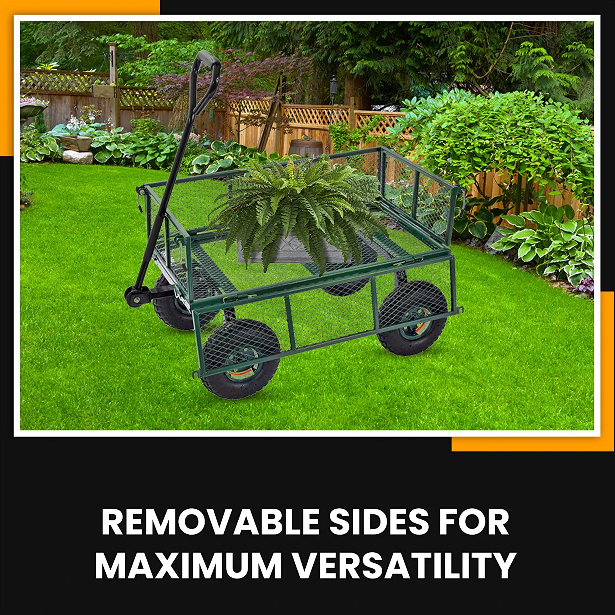 Juggernaut Carts GW3418GR Steel Outdoor Utility Garden Wagon, Green Finish(Used) - VMInnovations