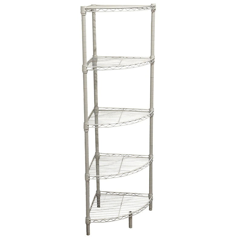 Juggernaut Storage Steel Wire 5-Tier Corner Shelving Unit Tower, White(Open Box)