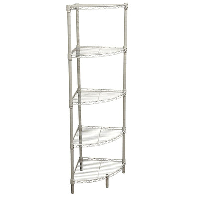 Juggernaut Storage Steel Wire 5-Tier Corner Shelving Unit Tower, White(Open Box) - VMInnovations
