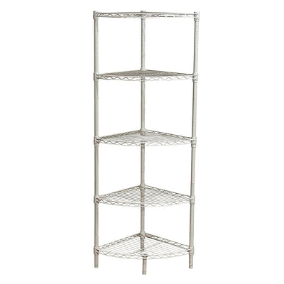 Juggernaut Storage Steel Wire 5-Tier Corner Shelving Unit Tower, White(Open Box) - VMInnovations