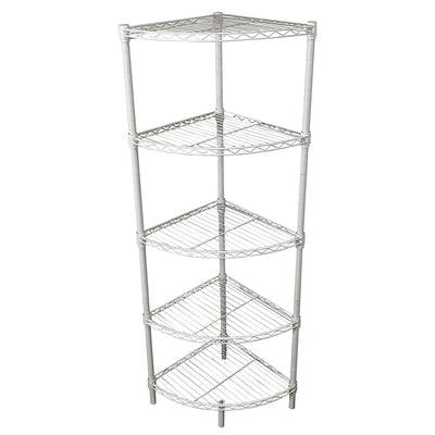 Juggernaut Storage Steel Wire 5-Tier Corner Shelving Unit Tower, White(Open Box)