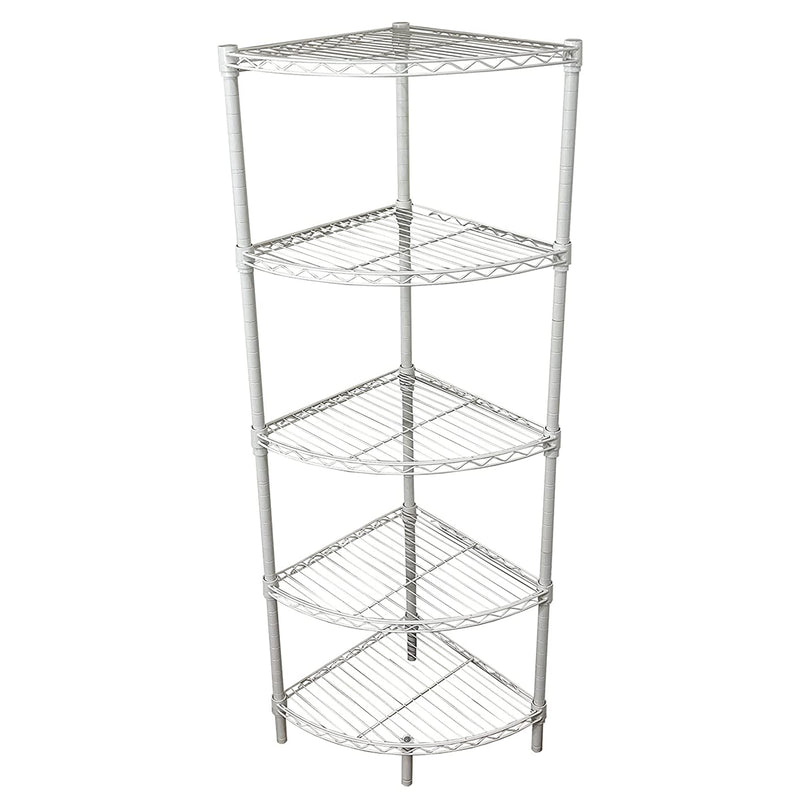 Juggernaut Storage Steel Wire 5-Tier Corner Shelving Unit Tower, White(Open Box)