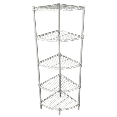 Juggernaut Storage Steel Wire 5-Tier Corner Shelving Unit Tower, White(Open Box) - VMInnovations