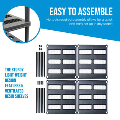 Juggernaut Storage 72 Inch 5 Shelf Plastic Utility Shelving Storage Unit, Black - VMInnovations