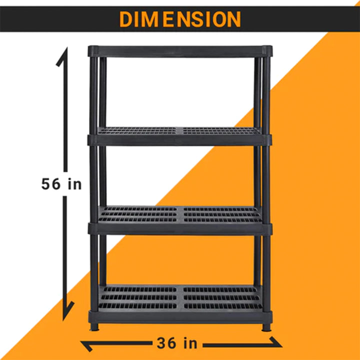 Juggernaut Storage 56" 4 Shelf Plastic Shelving Storage Unit, Black(Open Box)