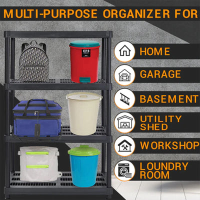 Juggernaut Storage 56" 4 Shelf Plastic Shelving Storage Unit, Black(Open Box) - VMInnovations