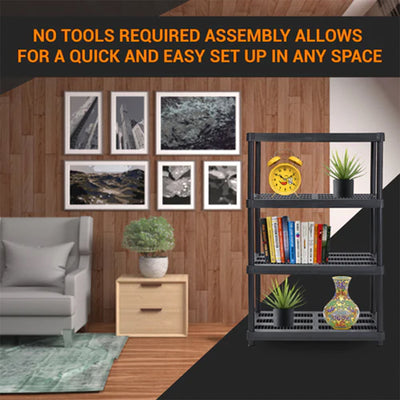 Juggernaut Storage 56" 4 Shelf Plastic Shelving Storage Unit, Black(Open Box) - VMInnovations
