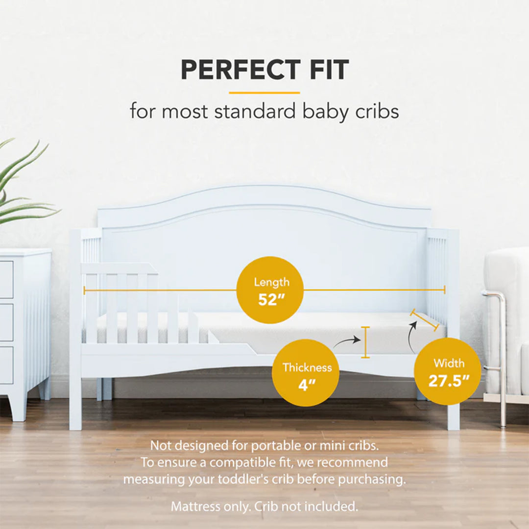 Dynasty Mattress 4 Inch Cooling Gel Memory Foam Medium Firm Crib Mattress Bed