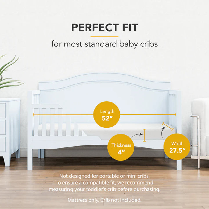 Dynasty Mattress 4 Inch Cooling Gel Memory Foam Medium Firm Crib Mattress Bed