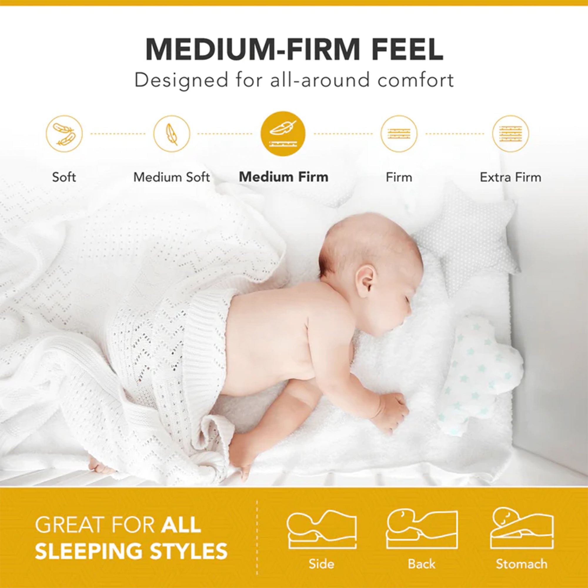 Dynasty Mattress 4 Inch Cooling Gel Memory Foam Medium Firm Crib Mattress Bed - VMInnovations