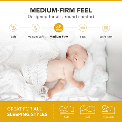 Dynasty Mattress 4 Inch Cooling Gel Memory Foam Medium Firm Crib Mattress Bed - VMInnovations