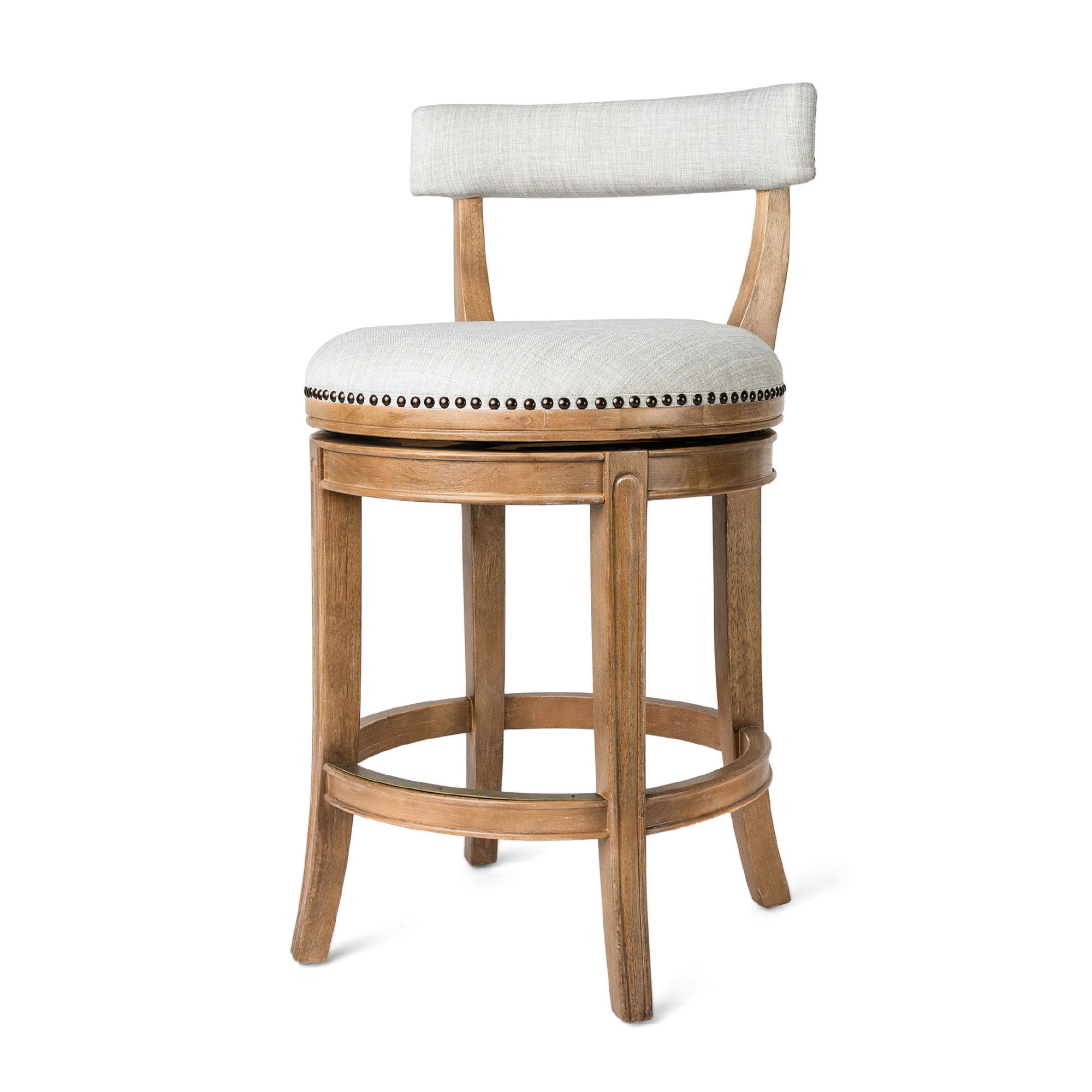 Maven Lane Alexander Low-Back Swivel Stool, Weathered Oak, Counter (Open Box) - VMInnovations