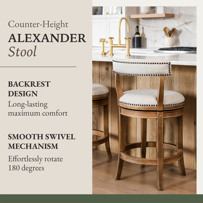 Maven Lane Alexander Low-Back Stool, Weathered Oak, Counter (Open Box) (2 Pack)