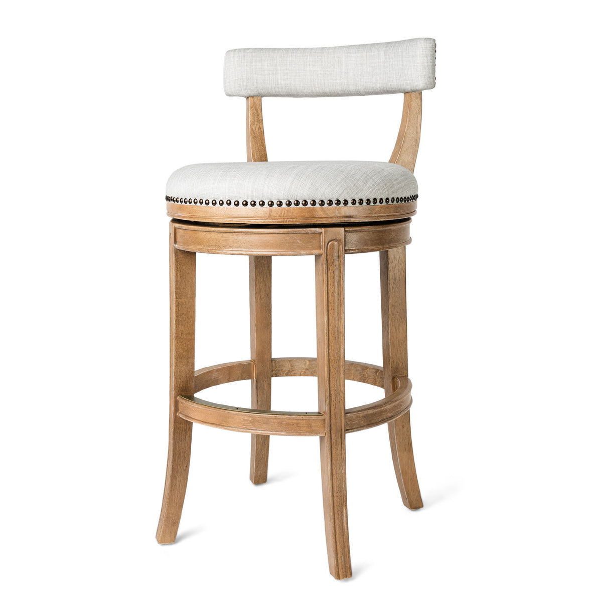 Maven Lane Alexander Bar Stool in Weathered Oak Finish & Sand Fabric (For Parts)