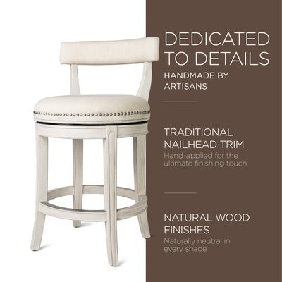 Maven Lane Alexander Low-Back Swivel Stool, White Oak, Counter Height (Open Box)