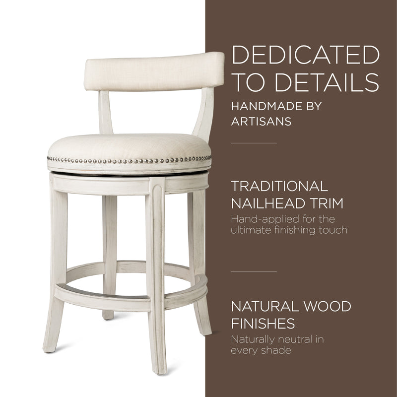 Maven Lane Alexander Low-Back Swivel Stool, White Oak, Counter Height (Open Box)