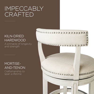 Maven Lane Alexander Swivel Stool, White Oak, Counter Height (Open Box) (2 Pack) - VMInnovations