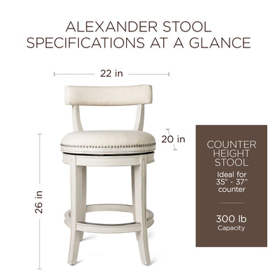 Maven Lane Alexander Swivel Stool, White Oak, Counter Height (Open Box) (2 Pack) - VMInnovations
