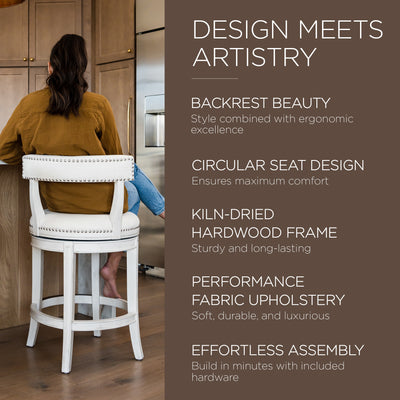 Maven Lane Alexander Swivel Stool, White Oak, Counter Height (Open Box) (2 Pack) - VMInnovations