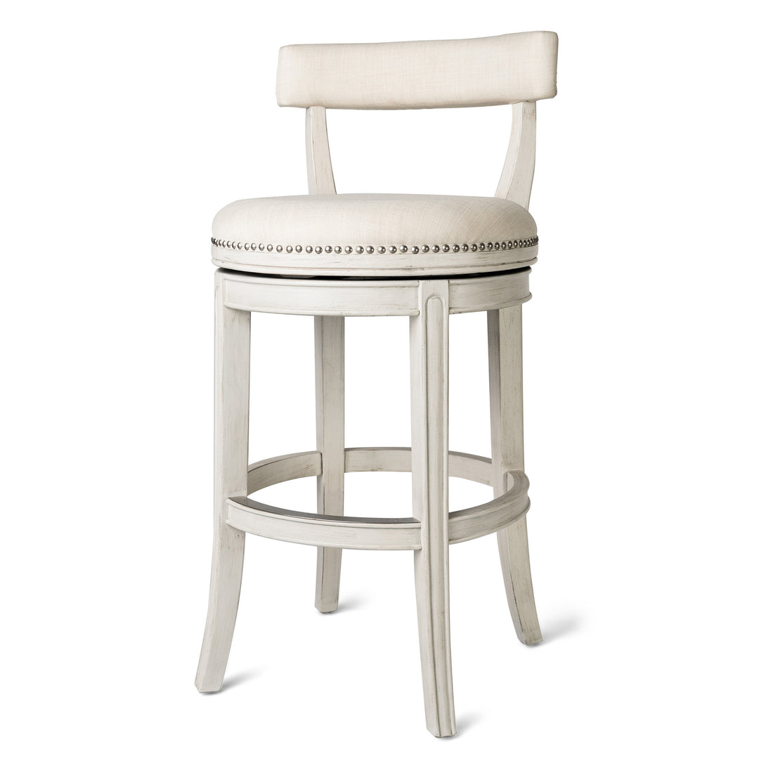 Maven Lane Alexander Bar Stool in White Oak Finish w/ Natural Color Fabric Upholstery