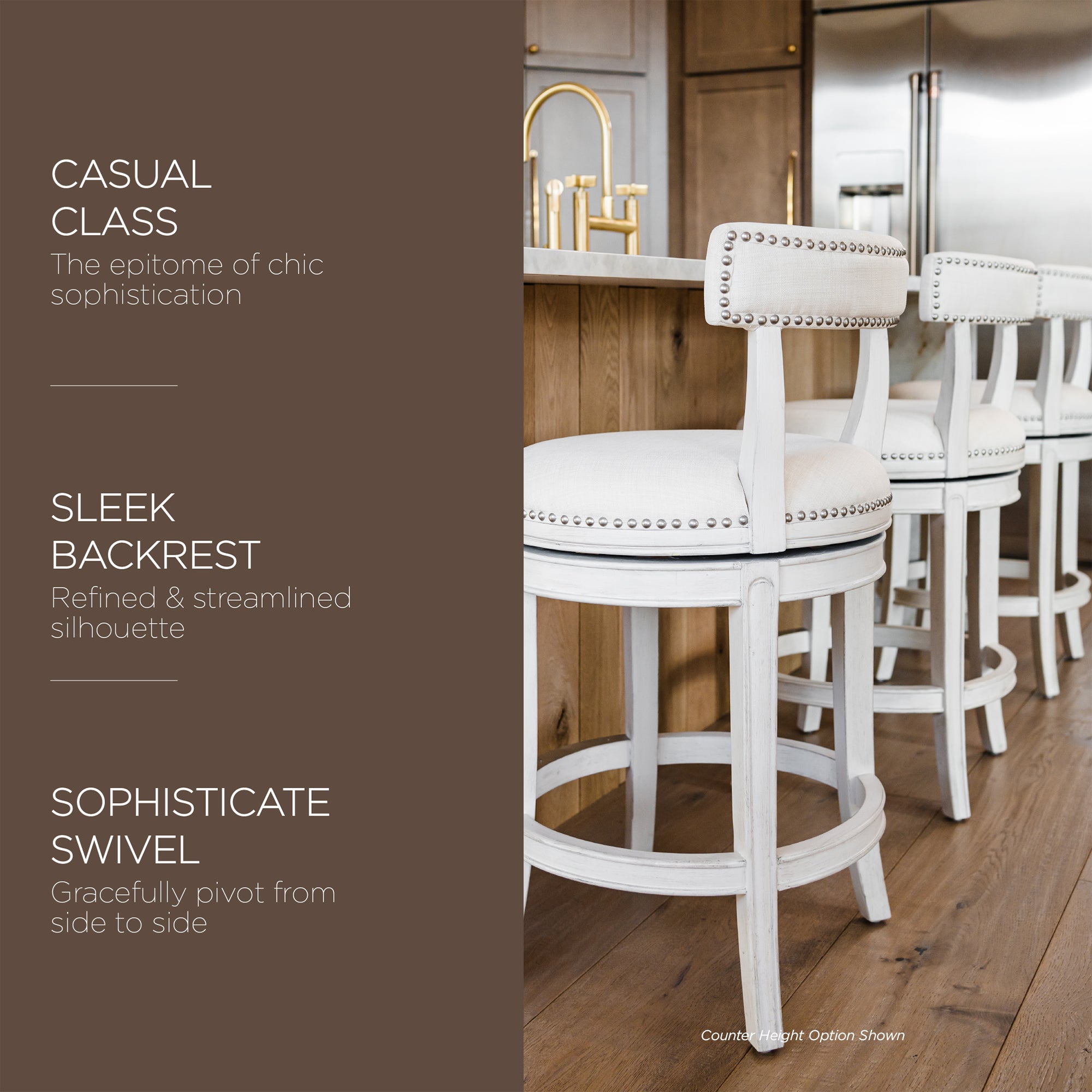 Maven Lane Bar Stool in White Oak Finish w/Natural Fabric Upholstery (For Parts)