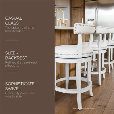 Maven Lane Bar Stool in White Oak Finish w/Natural Fabric Upholstery (For Parts)