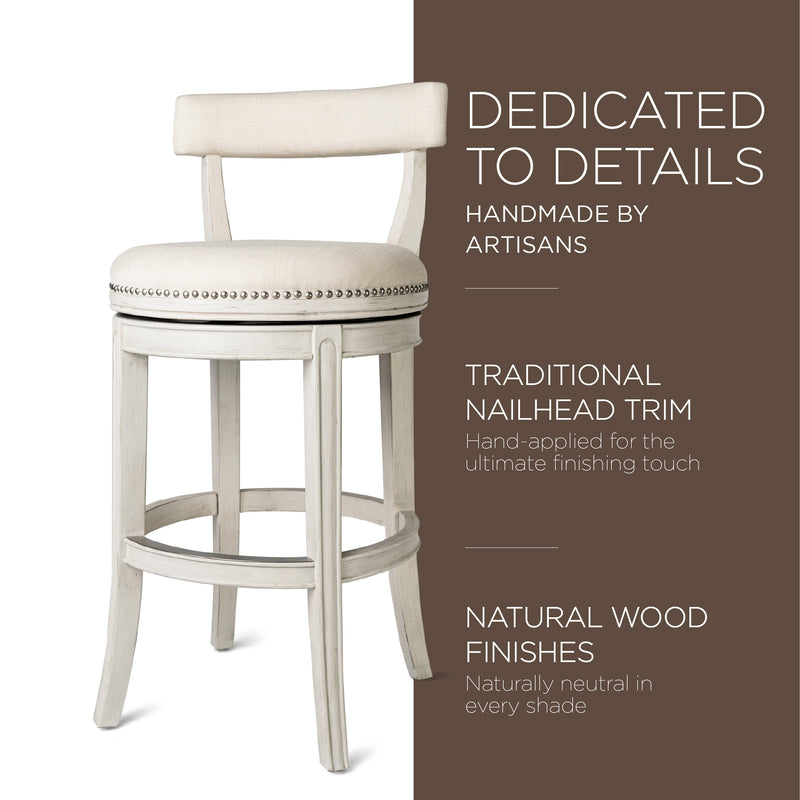 Alexander Low Back Swivel Kitchen Bar Stool 31"H, White Oak Finis(Used)(2 Pack)