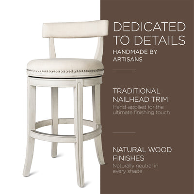Maven Lane Bar Stool in White Oak Finish w/Natural Fabric Upholstery (For Parts)