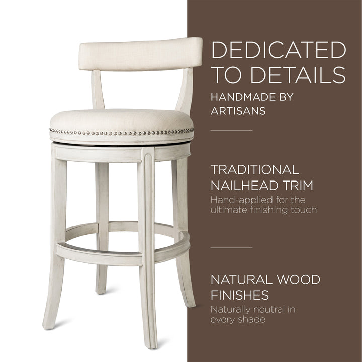 Alexander Low Back Swivel Kitchen Bar Stool 31"H, White Oak Finish(Used)(4 Pack)