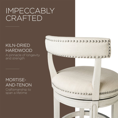 Maven Lane Bar Stool in White Oak Finish w/Natural Fabric Upholstery (For Parts)