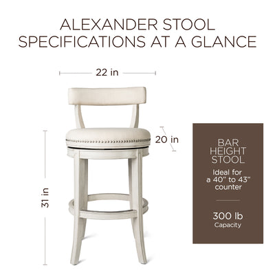 Alexander Low-Back Swivel Stool, White Oak, Bar Height(Open Box) (4 Pack)