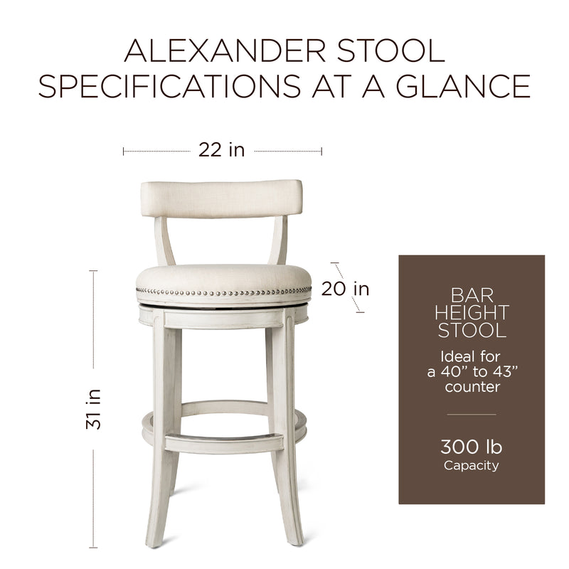 Alexander Low-Back Swivel Stool, White Oak, Bar Height(Open Box) (4 Pack)