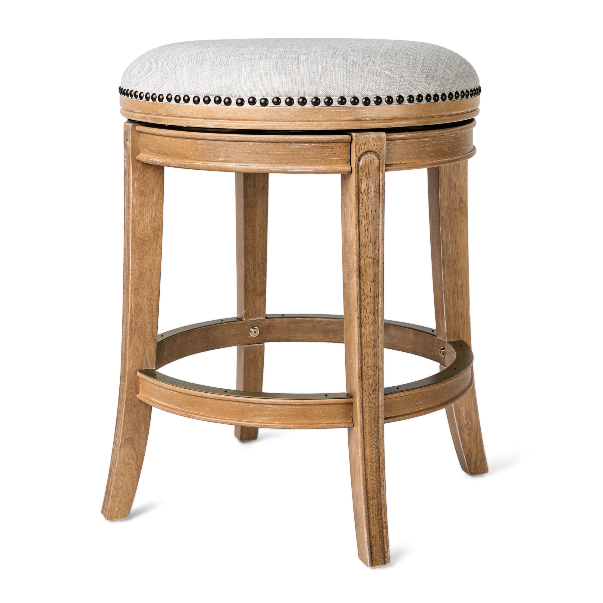 Alexander Backless Swivel Bar Stool, Weathered Oak, Counter Height (Used) - VMInnovations