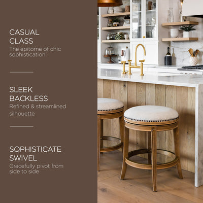 Alexander Backless Swivel Bar Stool, Weathered Oak, Counter Height (Used) - VMInnovations