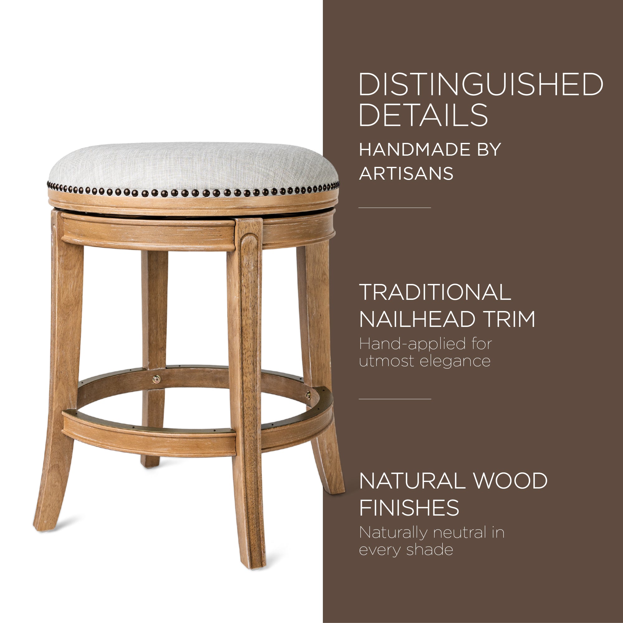 Alexander Backless Swivel Bar Stool, Weathered Oak, Counter Height (Used) - VMInnovations