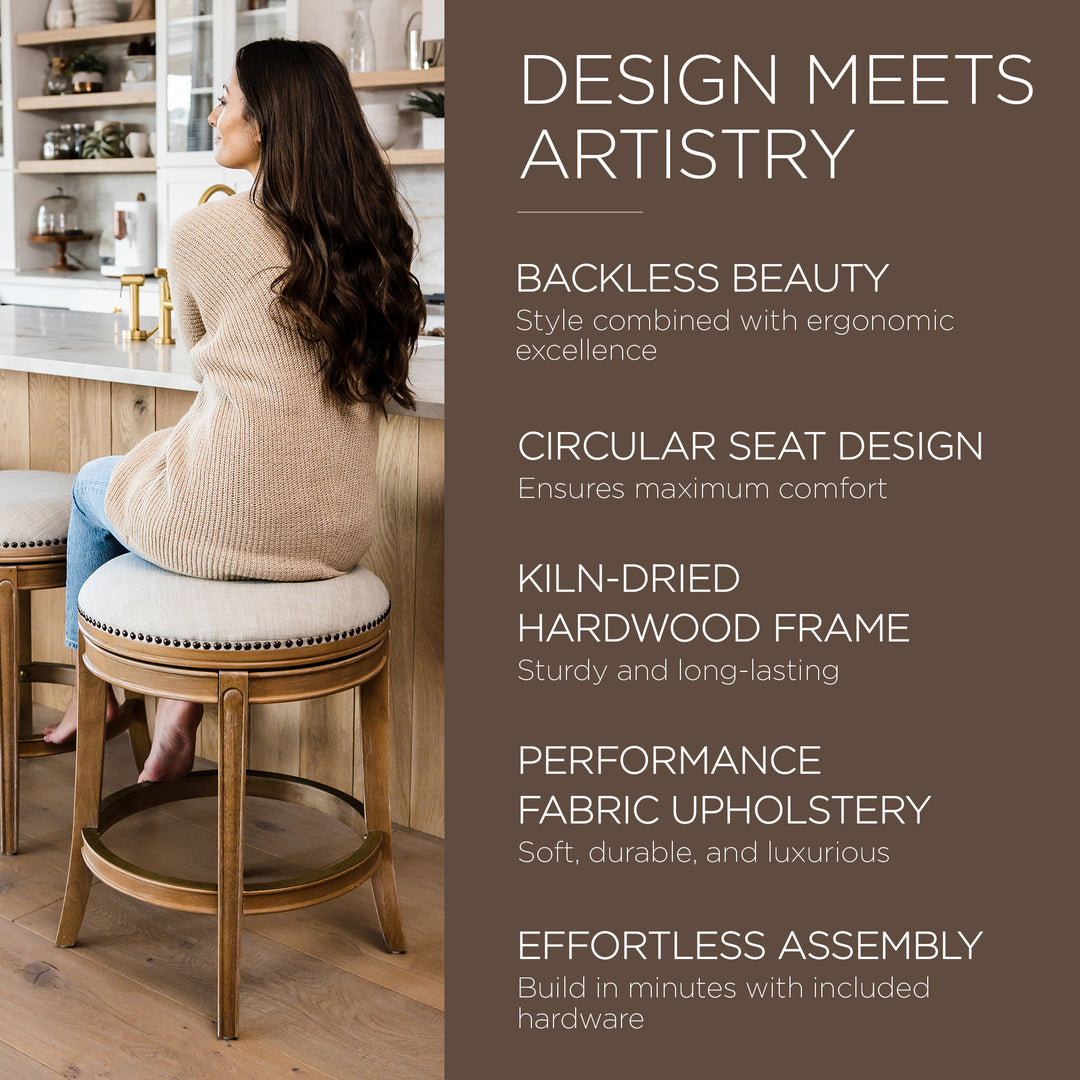 Maven Lane Backless Counter Stool in Weathered Oak Finish, Sand(For Parts)