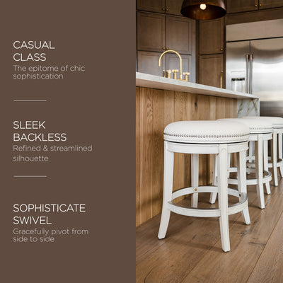Maven Lane Alexander Backless Swivel Stool, White Oak, Counter Height (Open Box) - VMInnovations