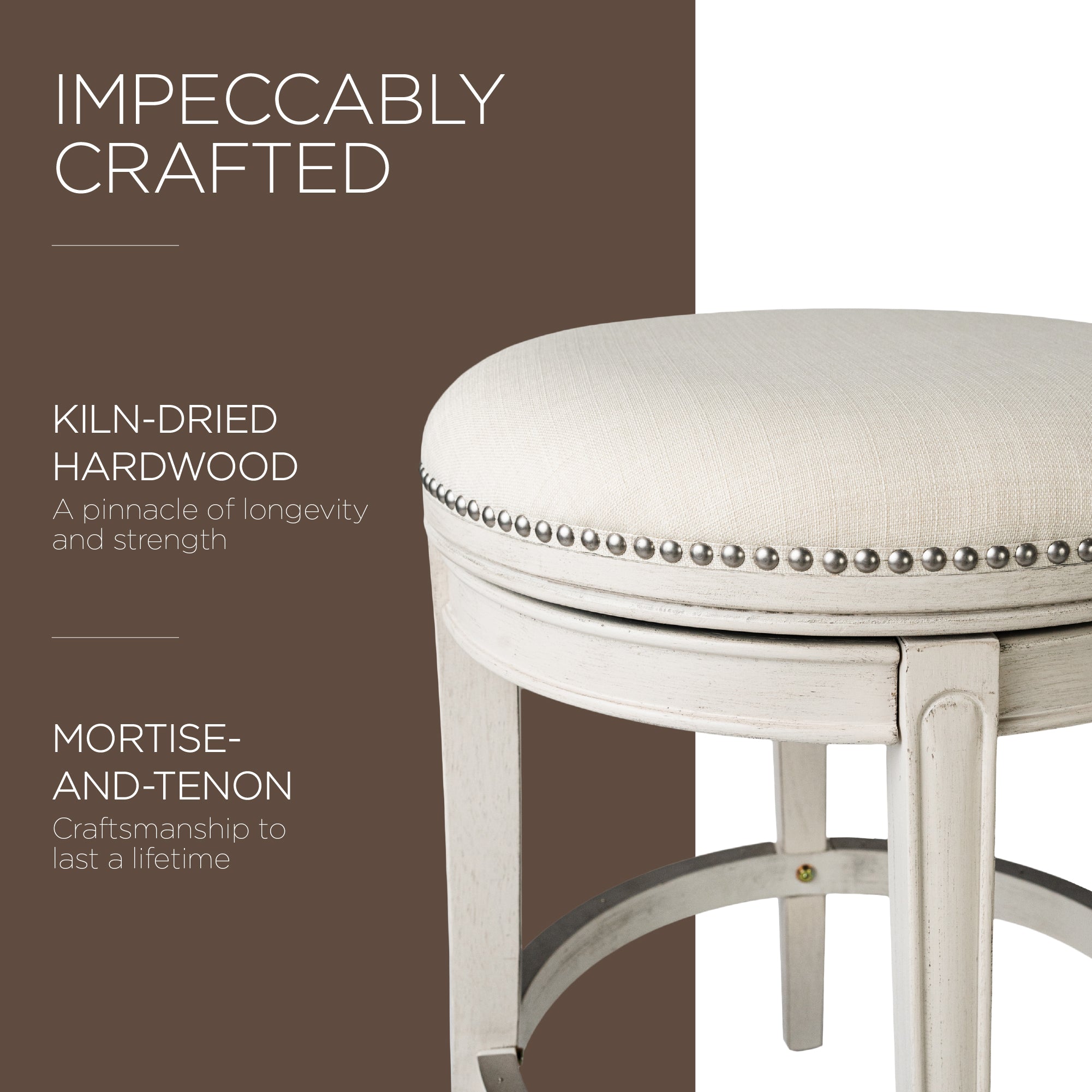 Maven Lane Alexander Swivel Stool, White Oak, Counter Height (Open Box) (2 Pack) - VMInnovations