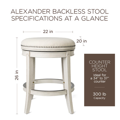 Maven Lane Alexander Backless Swivel Stool, White Oak, Counter Height (Open Box) - VMInnovations