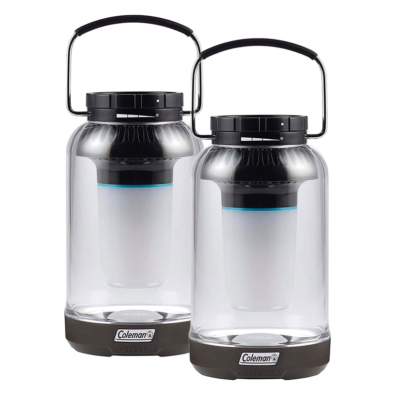 Coleman OneSource 1000 Lumens Outdoor Camping Lantern w/Charging Station, 2 Pack