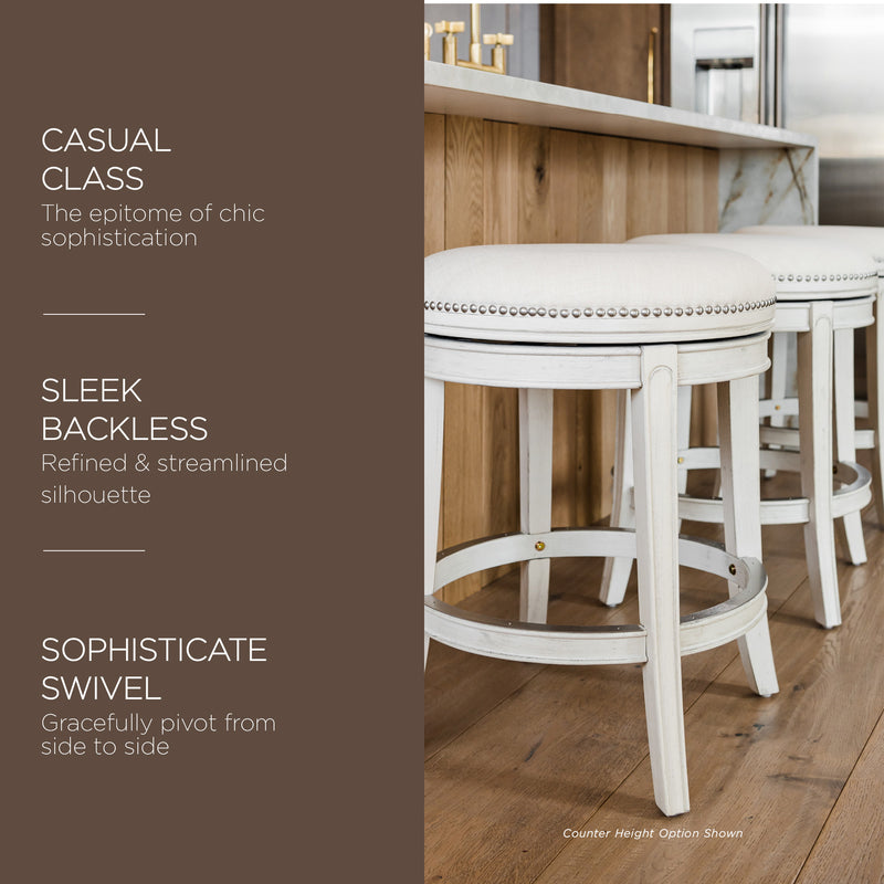 Maven Lane Alexander Backless Swivel Bar Stool, White Oak, Bar Height (Open Box)