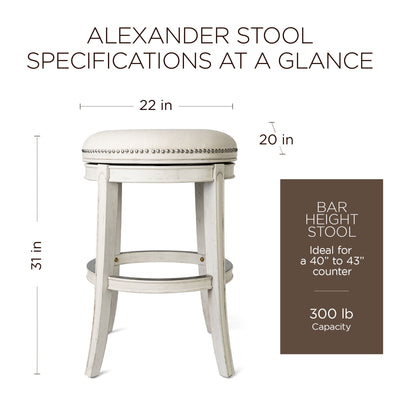 Maven Lane Alexander Backless Swivel Bar Stool 31"H, White Oak Finish(Used)(4pk)