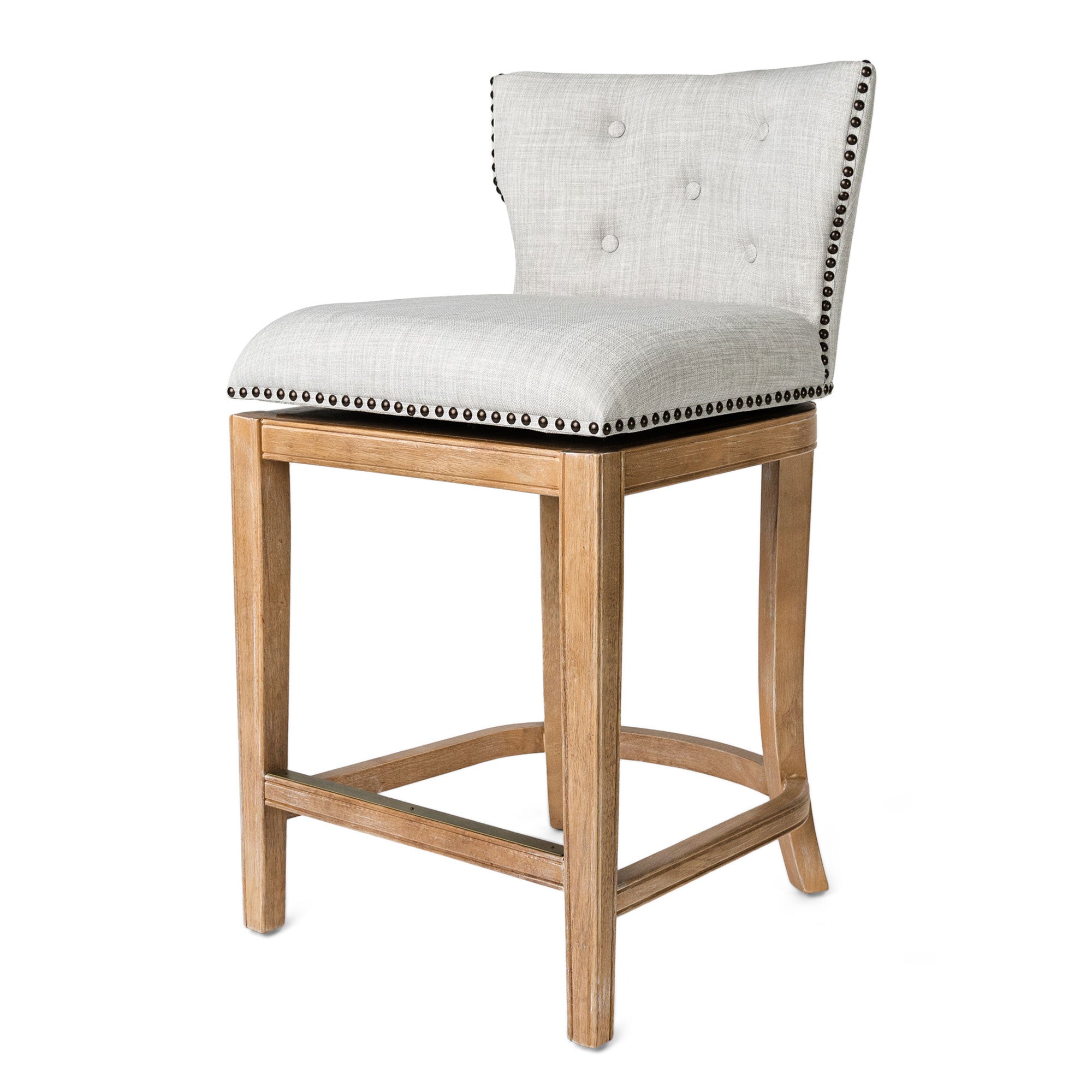 Maven Lane Hugo Counter Stool, Weathered Oak w/Sand Color Fabric(For Parts) - VMInnovations