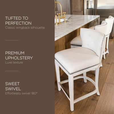 Maven Lane Counter Stool, White Oak Finish Natural Color Fabric (For Parts) - VMInnovations