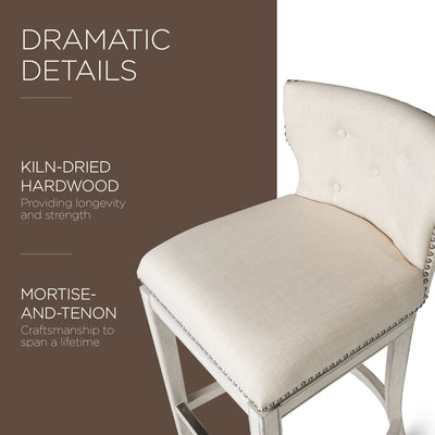 Maven Lane Hugo Tufted-Back Swivel Stool, White Oak, Counter Height(Open Box) - VMInnovations