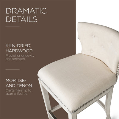 Maven Lane Hugo Tufted-Back Kitchen Swivel Stool White Oak, Bar Height(Open Box) - VMInnovations