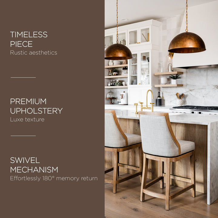 Maven Lane Vienna High-Back Counter Height Stool Weathered Oak(Open Box)(4 Pack) - VMInnovations